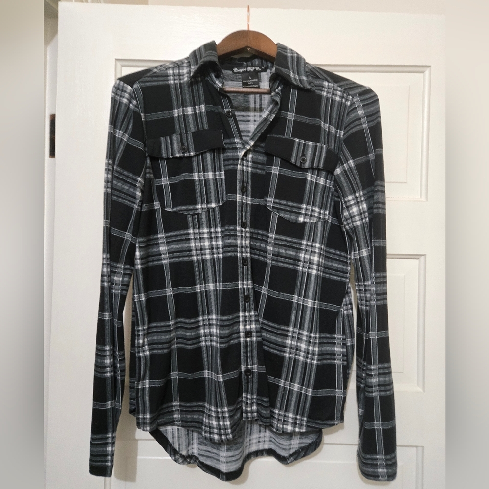 Cowgirl Tuff Black and White Plaid Button Down Shirt
